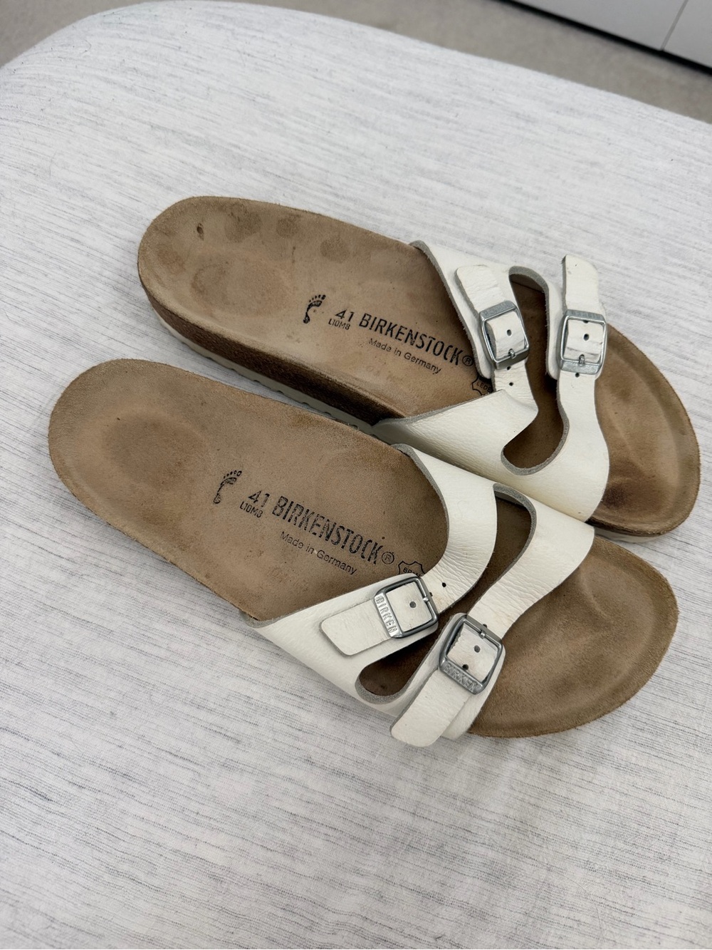 Birkenstock White Ibiza Double-Buckle Sandals